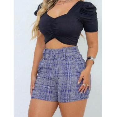 Imagem de Shorts Feminino Skinny Tecido Linho com Cinto Forrado e Bolso - NoBran