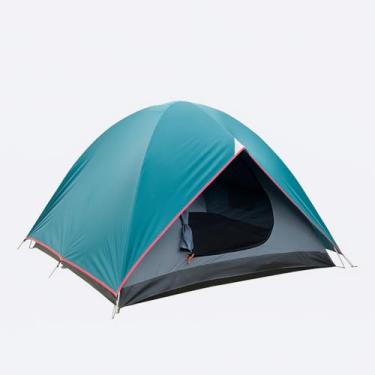 Imagem de Barraca de Camping para 3-4 Pessoas, Verde Petróleo e Cinza, com Piso Térmico, Estrutura Dome