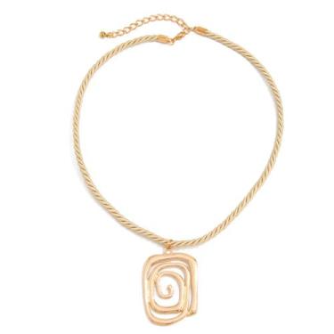 Imagem de NORLSO Colar de ouro grosso para mulheres e homens, colar quadrado vazado, pingente geométrico, quadrado, joia de festa, presentes, Large, Metal, Sem Pedra Preciosa