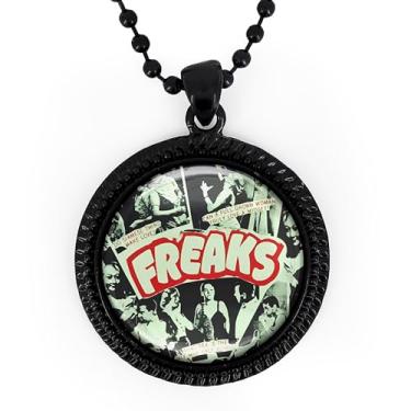 Imagem de Colar com pingente Freaks - Vintage Freak Show Side Show Circus Oddity, joia feita à mão, prata ou preta, corrente de bola de 61 cm - 167-RN, grande, metal, sem pedra preciosa