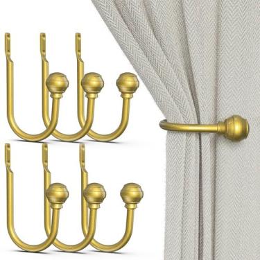 Imagem de Curtain Holdbacks Hion Gold 6 peças de ganchos de cortina montados na 