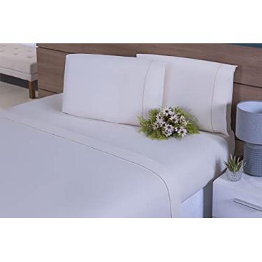 Imagem de Jogo Lençol 3 Peças Cama Queen 198x158x40 100% Algodão 200 Fios Ponto Palito (Palha)