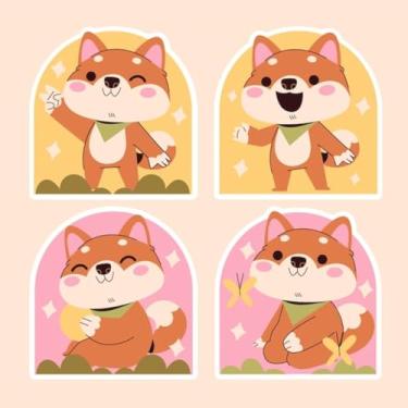 Imagem de Adesivos de Animais fofos estilo kawaii para decoração de quarto e cadernos - Shiba Inu e outros temas infantis 50x50cm