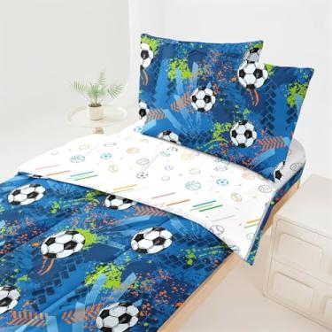 Imagem de Dearller Roupa de cama esportiva com zíper, solteiro, futebol americano, edredom com zíper, tudo em um, roupa de cama infantil