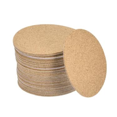 Imagem de Porta-copos redondos de 80 mm (3,15") Tapete de copo de cortiça de 1 mm de espessura Almofada autoadesiva 50 peças
