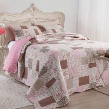 Imagem de Kit Cobre Leito Colcha Casal Boutex Dupla Face Londres 100% Poliéster