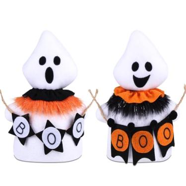 Imagem de BWFY 2pcs Halloween Ghosts Plush,Boo Goast Doll Table Tired Tray Decor Halloween Ornament
