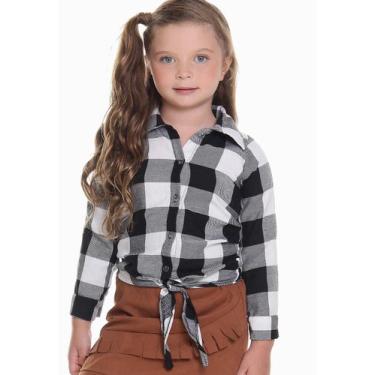 Imagem de Camisa junina feminina de flanela Preta Muvilê, 16, Preto