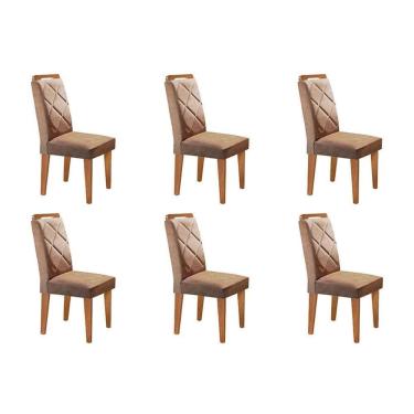 Imagem de Kit 6 Cadeiras Sala Jantar Melissa 6 Un Capuccino-linho Bege Turim - Rufato