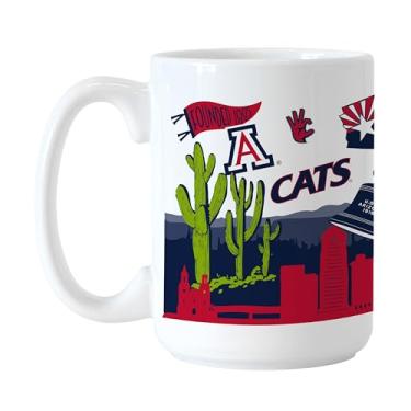 Imagem de Logo Brands Caneca de café de cerâmica NCAA Arizona Wildcats Native 425 g - Design de ícones locais e campus, seguro para micro-ondas, cores ousadas da equipe - presente perfeito para ex-alunos e