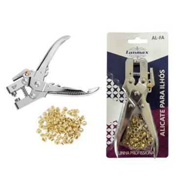 Imagem de Alicate Aplicar Ilhós 2 em 1 Profissional Furador Vazador e Aplica + 100 Ilhós Lanmax