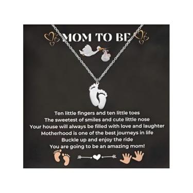 Imagem de Embtrem Colar com pingente de prata para mãe e mãe para ser presente para amigas grávidas, presente para mamãe pela primeira vez, presente para esposa do marido, Aço inoxidável, Sem Pedra Preciosa