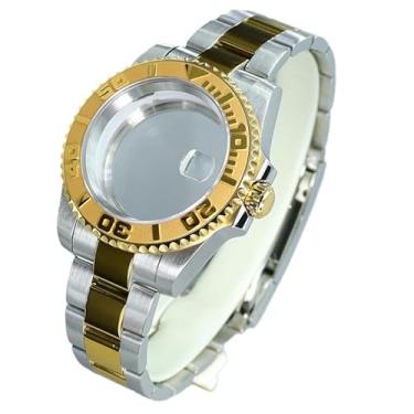 Imagem de FEIYASHI Caixa de relógio de mergulho de aço inoxidável de dois tons de luxo de 40 mm para movimento NH35/NH36 Miyota8215 8205 2824, Tampa inferior de vidro 1, For Miyota8215 8205 Movement, Caixa de