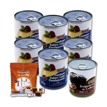 Imagem de Leite condensado brigadeiro e caramelo de leite puro diet hue - kit 8 