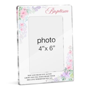 Imagem de FTRBXT Porta-retratos de batismo para meninas, presentes de batismo para meninas, afilhadas, presentes de batismo para bebês católicos, porta-retratos de acrílico, 10 x 15 cm