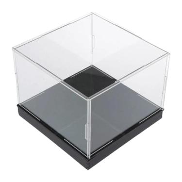 Imagem de JWQFBC Vitrine de Acrílico para Exibição, para Montagem, Vitrine de Colecionador, Suporte de Apresentação, Caixa de Balcão, Cubo para Colecionáveis, Base 25cm x 10cm