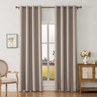 Imagem de YXHJF Cortinas blackout com isolamento térmico com ilhós para quarto e sala de estar – 2 painéis, L 130 x C 163 cm, textura de poliéster, 100% cortinas escurecidas com bloqueio de luz - cinza claro