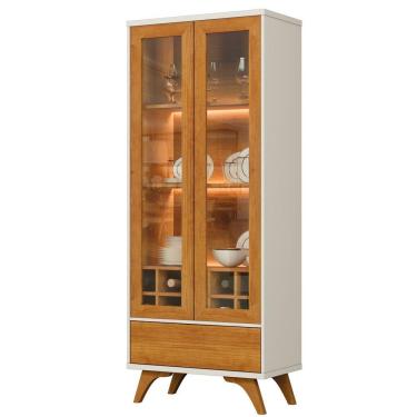 Imagem de Cristaleira Adega Reflecta 2 Portas De Vidro C- Led - Mavaular Off White-naturalle