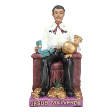 Imagem de Ebros Gift Estatueta do Senhor Anjo dos Pobres Jesus Malverde Cjuba Sentado Narco Saint Sinaloa Estatueta Religiosa Decoração México 15,88 cm de altura