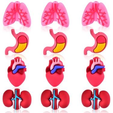 Imagem de WOZADU 12 peças de contas focais de silicone com tema de órgão 3D para canetas, contas médicas de silicone a granel para fabricação de chaveiros, pulseiras, colares, suprimentos artesanais