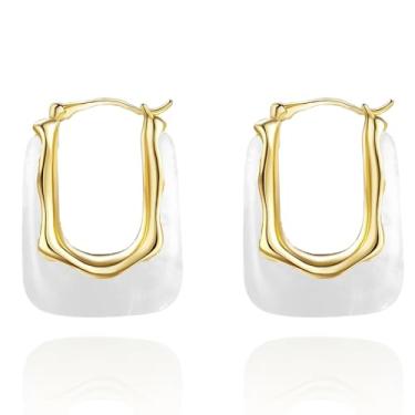 Imagem de Brincos de argola de acrílico para mulheres, brincos grossos de ouro, brincos de pressão de resina verde transparente, minimalista, joias modernas, presente, Medium, Liga de aço, Sem pedra preciosa