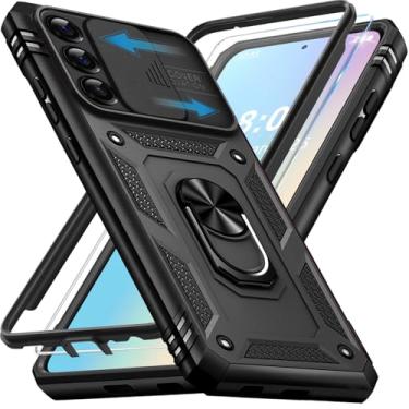 Imagem de Giyer Capa protetora para Samsung Galaxy S25 com protetor de tela, à prova de choque, à prova de quedas, resistente e resistente, suporte de anel resistente, capa protetora para Samsung S25 (preto)