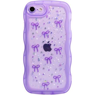 Imagem de Qokey Capa para iPhone 16e de 6,1 polegadas, design de alça de borda curvada e estrela com glitter, capa de TPU transparente à prova de choque de grau militar, proteção brilhante, resistente a