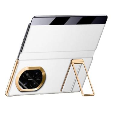 Imagem de FWYANZH Capa flip de couro para Huawei Mate X7, capa invisível com suporte para pulseira com janela lateral inteligente, fecho magnético, tudo incluído, capa à prova de choque, branca, Mate X7