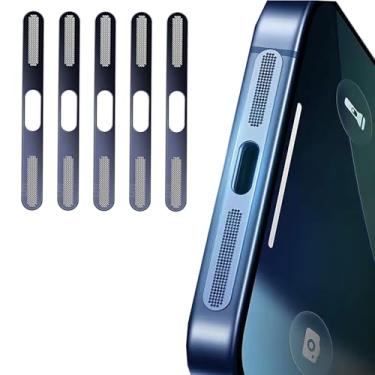 Imagem de Selfdefine Pacote com 5 capas de alto-falante de tela para telefone antipoeira com porta de plugue protetor de fone de ouvido apenas para iPhone 17 Pro Max - azul escuro