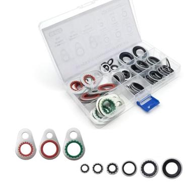 Imagem de Dogary 60 peças de juntas de compressor de sistema A/C para carro, arruela protetora de porta do compressor antivazamento, kit sortido de anel de vedação autocentralizado de 9 tamanhos, reparo
