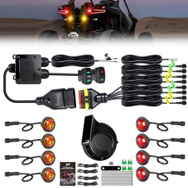 Imagem de Vi9000 Kit de seta UTV, pré-conectado, Plug and Play Universal Street Legal UTV Blinker Kits com interruptor basculante, luz de perigo, buzina 110D, compatível com Polaris, Can-Am, Kawasaki, CFMOTO