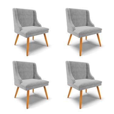 Imagem de KIT 04 CADEIRAS DE JANTAR LIZ SUEDE CINZ