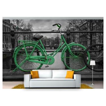 Imagem de Papel De Parede Bicicleta Verde Preto E Branco Cda06 - Você Decora