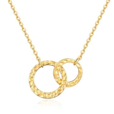 Imagem de Jewanfix Colar em camadas banhado a ouro 14K feminino, conjunto de colar de prata, corrente de cobra, pedra colorida, moda cruzada para mulheres, ‘16+2’ ‘18+2’, Aço inoxidável, Sem Pedra Preciosa