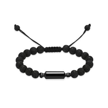 Imagem de mingkejw Joias de cremação, pulseira de urna de lava para cinzas, pulseira memorial de aço inoxidável, pulseira de cremação ajustável para mulheres, homens, joias de lembrança, presentes para marido,