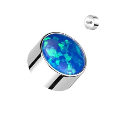 Imagem de FIFTH CUE Conjunto de bisel roscado interno de titânio grau de implante 16 calibres redondo CZ superior dérmico, Metal, Zircônia cúbica