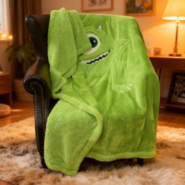 Imagem de GONAAP Cobertor infantil 3D bordado sherpa cobertor de pelúcia quente para meninos e meninas (Mike Wazowski colorido, (127 x 152 cm)