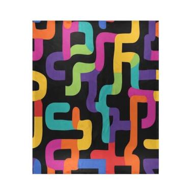 Imagem de Blueangle Cobertor colorido de labirinto super macio e quente, 127 x 152 cm, leve para todas as estações, cobertor aconchegante para cama, sofá, sofá, fácil de cuidar (580)