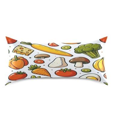 Imagem de Blueangle Fronha de cetim de vegetais coloridos para cabelo e pele, fronha de seda, tamanho king (50,8 x 101,6 cm) - Capas de almofada de cetim refrescantes com fecho de envelope (664)