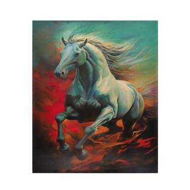 Imagem de ATTX Cobertor de microfibra de veludo com estampa de pintura galopante de cavalo - Cobertor de cama leve ultra macio para sofá, cama, 127 x 152 cm #495