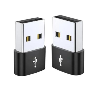 Imagem de Adaptador USB para USB C, pacote com 2, adaptador USB C fêmea para macho A, conversor de carregador tipo C para USBA compatível com iPhone 17 16 15 14, iPad Pro Air Mini, S24 S23 preto