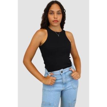 Imagem de Blusa Regata Canelada Básica D Bell Preta-Feminino