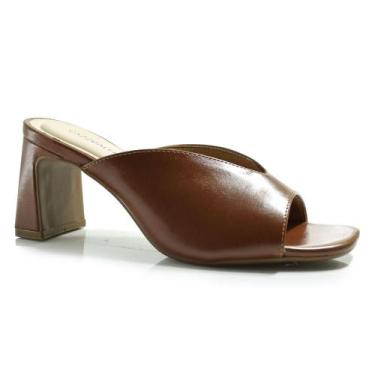Imagem de Tamanco de Salto Bloco Feminino Cazzualen T6040-721, Marrom, 35