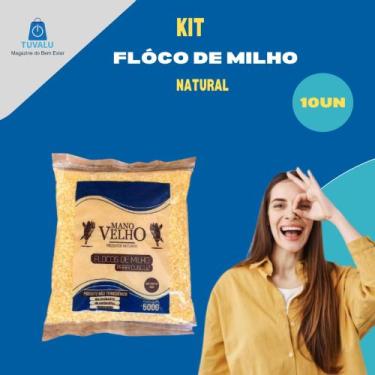 Imagem de Kit 10 Flocos De Milho Para Cuscuz 100 Natural - Mano Velho 500g