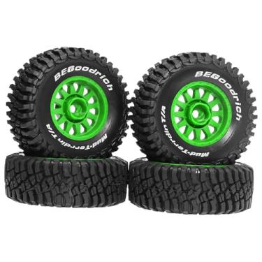 Imagem de simhoa Conjunto de 4 pneus para caminhão RC, acessórios resistentes para projetos DIY, peças de reposição profissionais para modelismo em escala 1/14 e 1/16, Verde