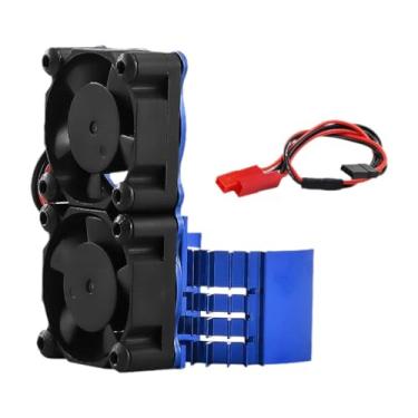 Imagem de menolana Ventilador de refrigeração para motor de carro RC em liga de alumínio, profissional, dissipador de calor de alto desempenho para motores RC 540, 550 e, Azul