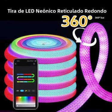 Imagem de Fita De LED Neon RGBIC 360 Graus Redonda Flexível De Nylon Com Control
