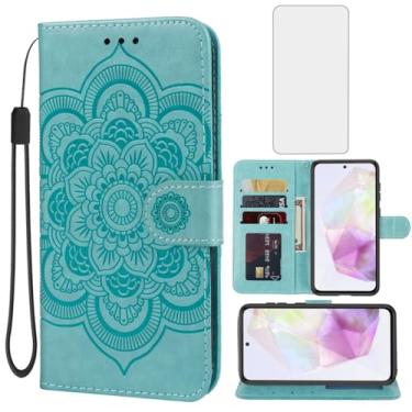Imagem de Bohefo Capa para Galaxy A36 5G, capa carteira para Samsung A 36 com protetor de tela de vidro temperado, suporte para cartão de crédito de couro mandala para Samsung Galaxy A36 5G verde