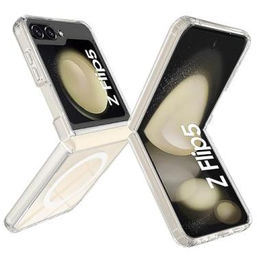 Imagem de Capa Capinha Case Compatível Samsung Galaxy Z Flip 5 Clear Case Magnética Carregamento Wireless