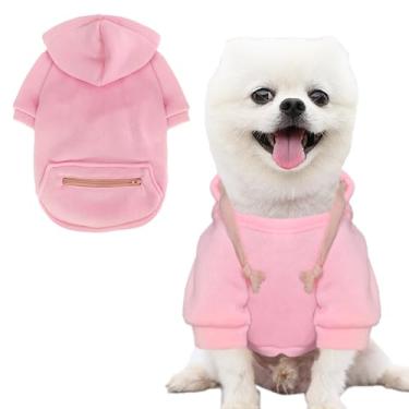 Imagem de Jecikelon Casaco de inverno para clima frio com bolso para cães de estimação, roupas quentes para cachorros pequenos Chihuahua (rosa 2, grande)